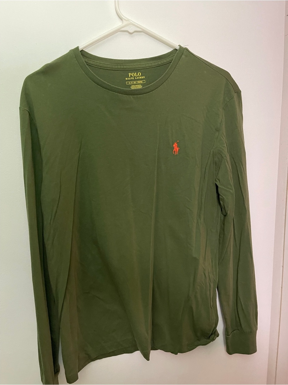 Polo by Ralph Lauren Olive Long-Sleeve Crew with Red Pony Logo